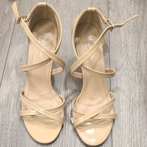 Charles by Charles David stiletto nude criss cross strappy nude heels